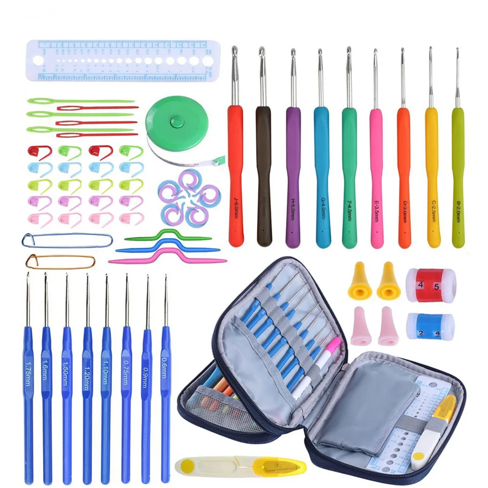 

68pcs/Set DIY Knitting Crochet Hooks Set Needles Set With Storage Bag DIY Craft Sewing Tools Knitting Needles tools Aluminum