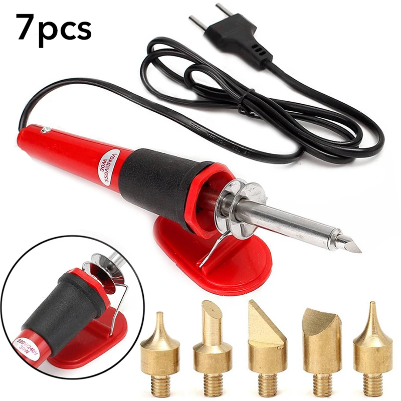 Urijk 7 Pcs/Set Wood Burning Kit Creative Tools Set Electric Soldering Irons Pen Carved Pyrography EU/US/UK 110-220V | Инструменты