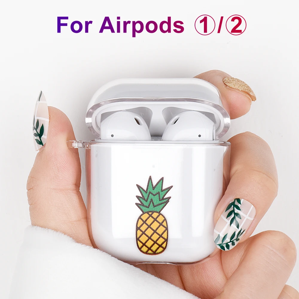 Футляр для наушников для Apple AirPods 2 зарядных ящики милый мультфильм Жесткий ПК прозрачный чехол для Airpods прозрачный чехол с крючками