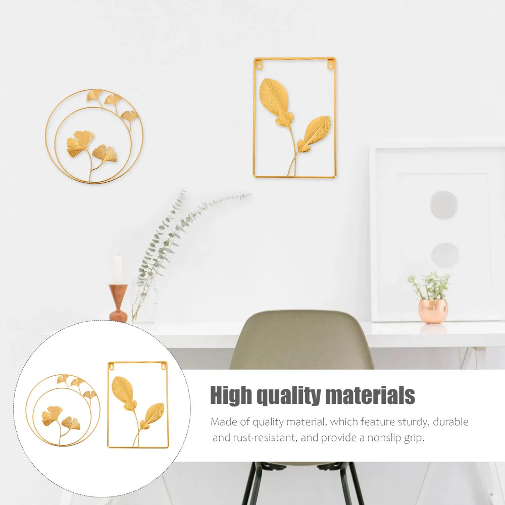 

2pcs Wall Hanging Decor Pendant Metal Leaves Picture Fashion Hanging Wall Art
