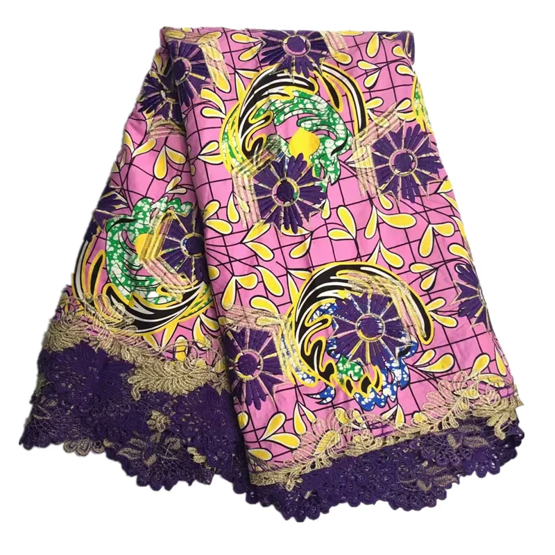 Гипюровая кружевная ткань с вышивкой из смешанного воска/модный Анкара со шнуром