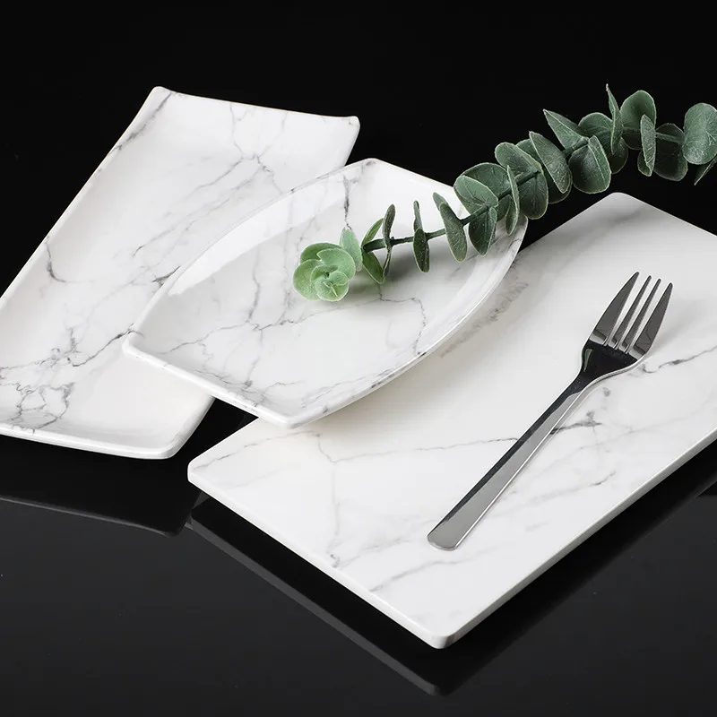 Европейский белый мраморный Меламиновый поднос для хранения тарелка десертов
