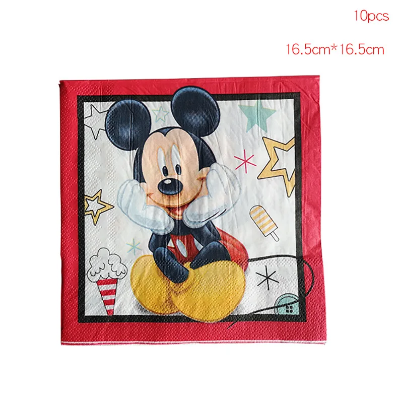 10pcs Napkins Мультфильм Микки Маус День рождения украшения Детские душевые салфетки торт Топпер воздушные шары украшения день рождения принадлежности - Цвет: 10pcs Napkins