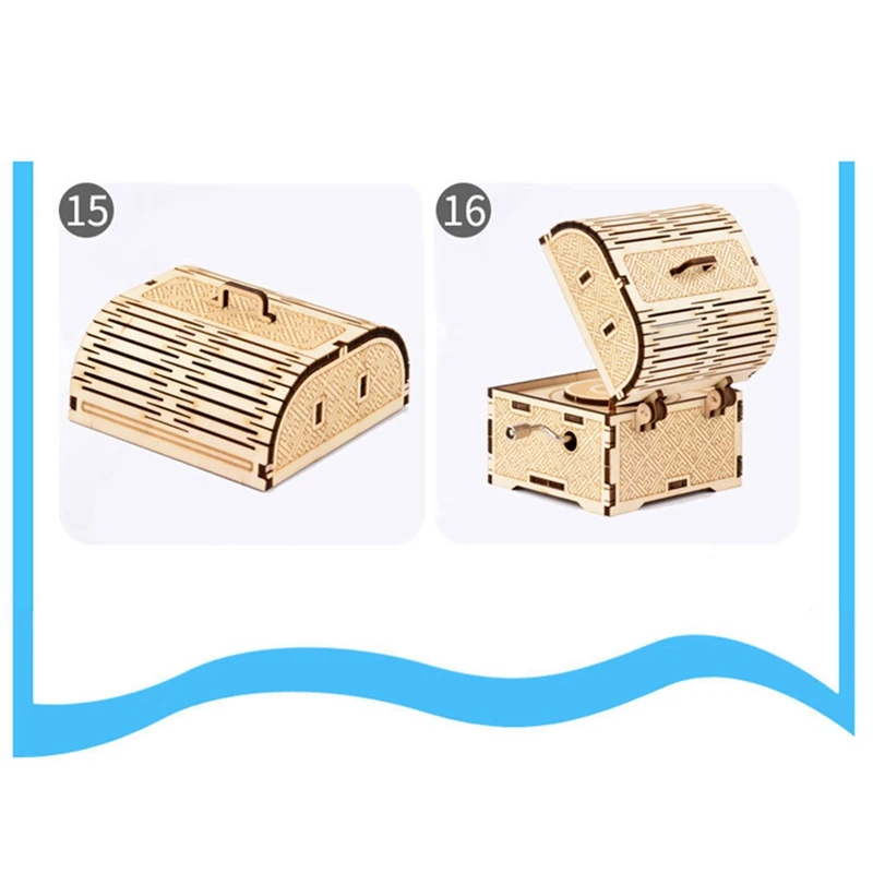 

FBIL-DIY Hand Crank Music Box Model 3D Wooden Puzzle Toy Self Assembly Wood Craft Kits Home Decoration for Kids