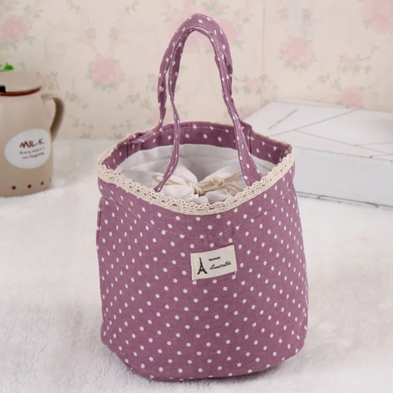 

1PC Cartoon Dot Lunch Bags Thermal Insulated Cooler Bags Women Kids Lunch Tote Fruit Foods Container Bags Patterns Bags Canvas