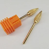 kimaxcola gold carbide nail drill bits burrs metal drill bits cuticle for manicure electric nail drill accessories2 35mmm0314