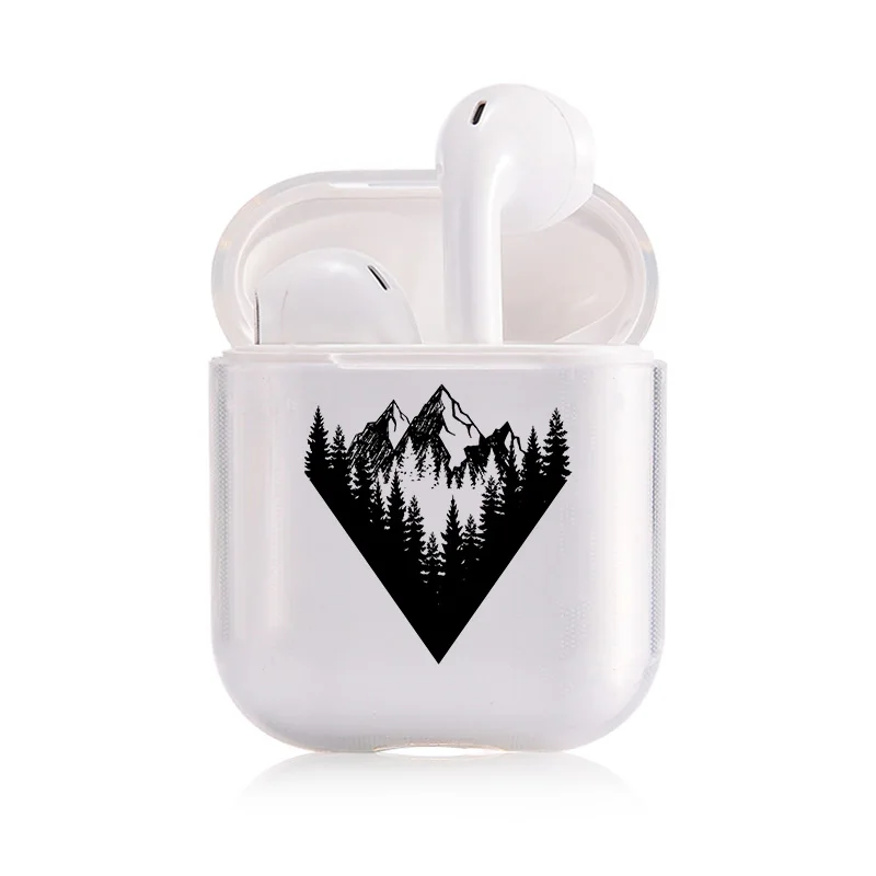 Чехол Airpods 1/2, прозрачный мягкий силиконовый чехол с рисунком восхода солнца для Bluetooth, беспроводной чехол для наушников, чехол для зарядки, сумки - Цвет: I301206
