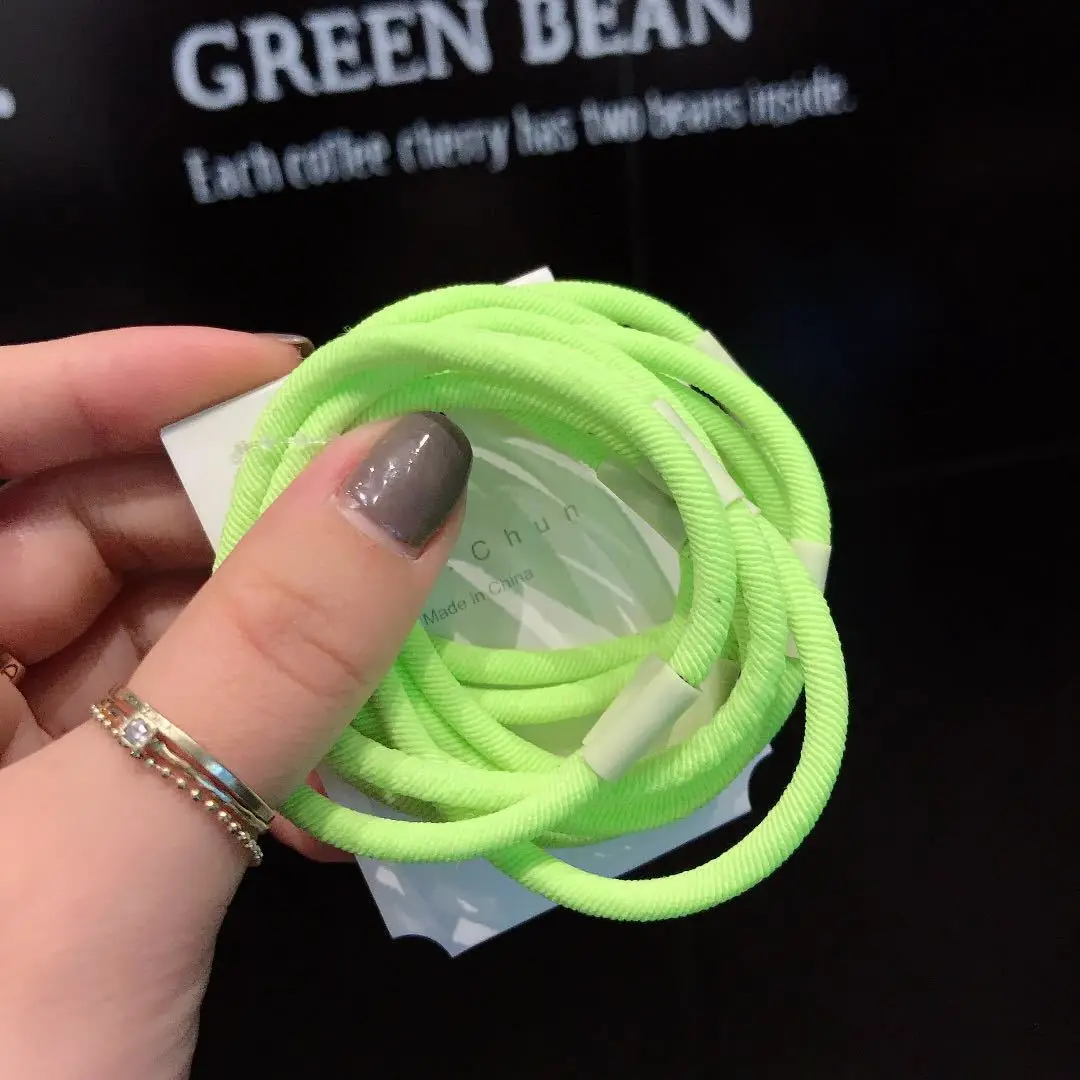 Резинки для волос женские яркие неоновые толстые 10 шт. |