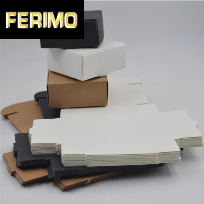 

200pcs Wholesale Natural Kraft Box,black Kraft Paper Packing Box for jewelry,white small soap Box,wedding candy paper gift boxes