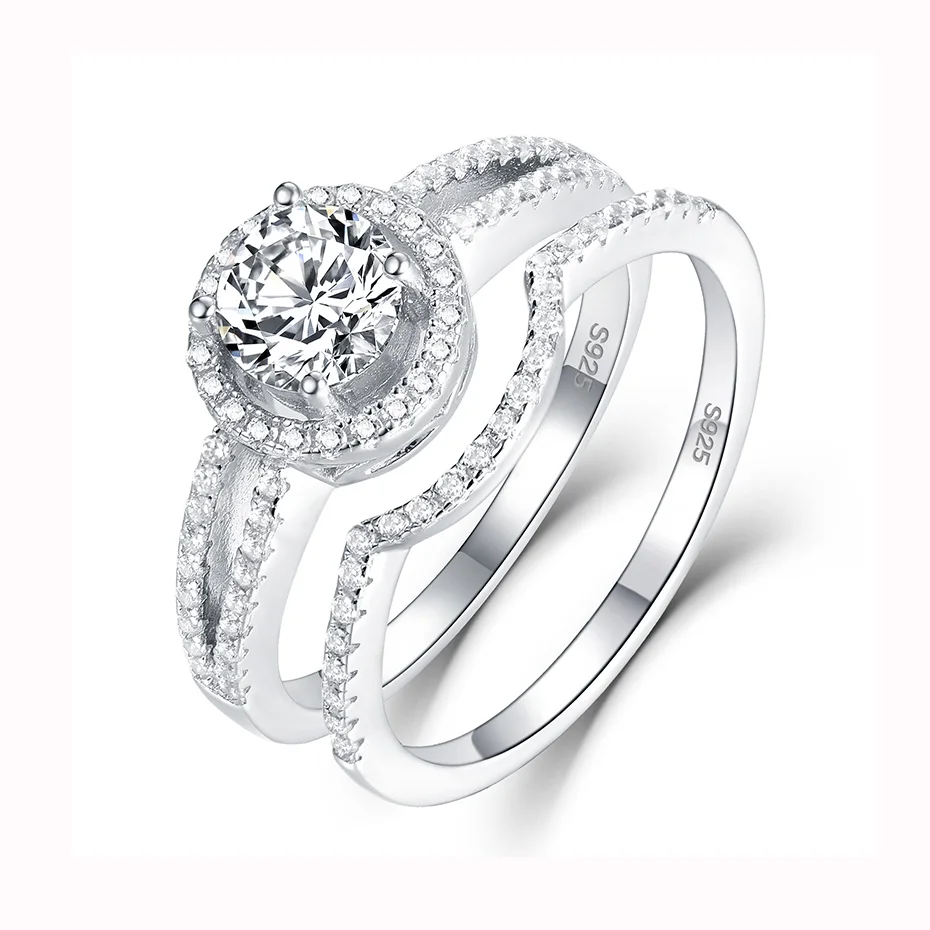 Kuolit 0.8ct Sona бриллианты кольца для женщин 925 пробы Серебряное кольцо круглая огранка камень обручение невесты подарки ювелирные украшения