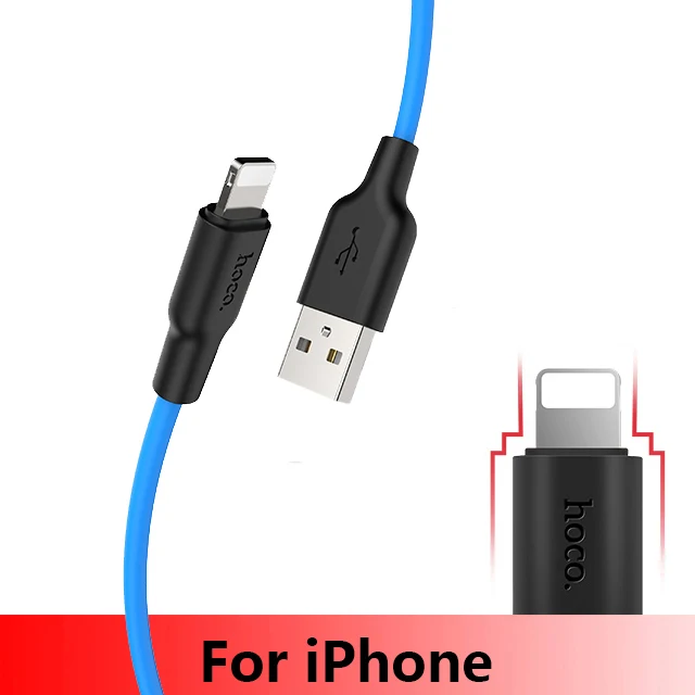 usb cable for iphone HOCO X21 Plus Мягкий силиконовый USB кабель для iPhone 11 pro max type-C кабель для samsung Xiaomi huawei Micro кабель 2 м 1 м 0,25 м - Цвет: usb cable for iphone