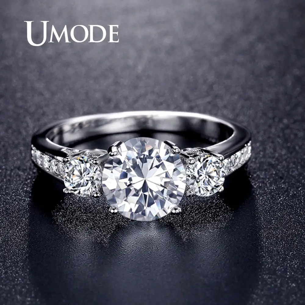 UMODE романтические три обручальные кольца с камнями белого золота цвет CZ винтажные свадебные женские кольца ювелирные изделия для женщин Bijoux UR0325