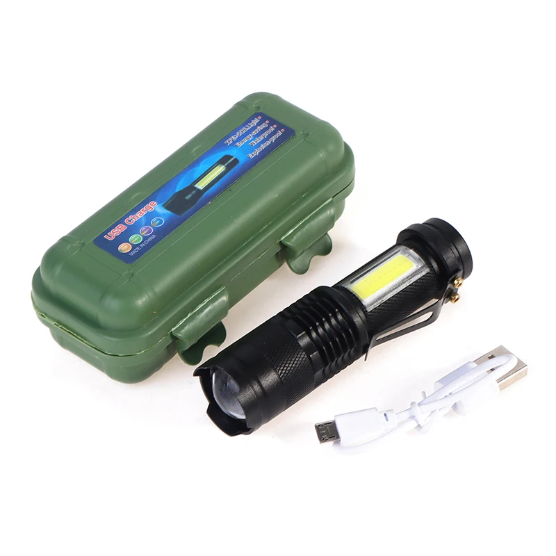 

USB Charging Flashlight COB LED Waterproof Tactical Torch Lamp LED Bulbs