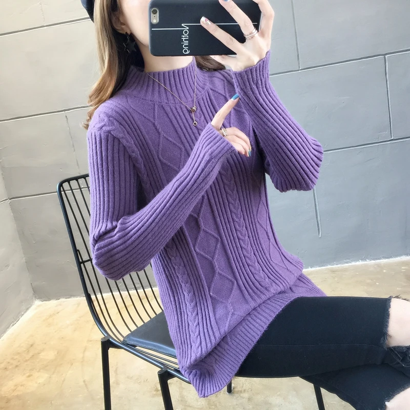 

2019 новый свитер с высоким воротником, Женский однотонный пуловер-0940J-11949 [4 комнаты, 4 ряда, 5 центров]