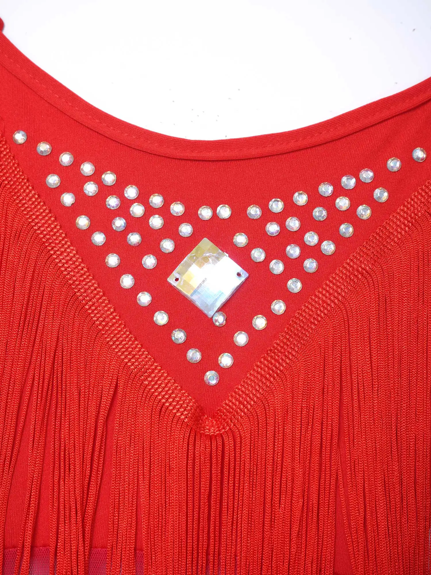 Детское платье с бахромой для латиноамериканских танцев красное | Тематическая