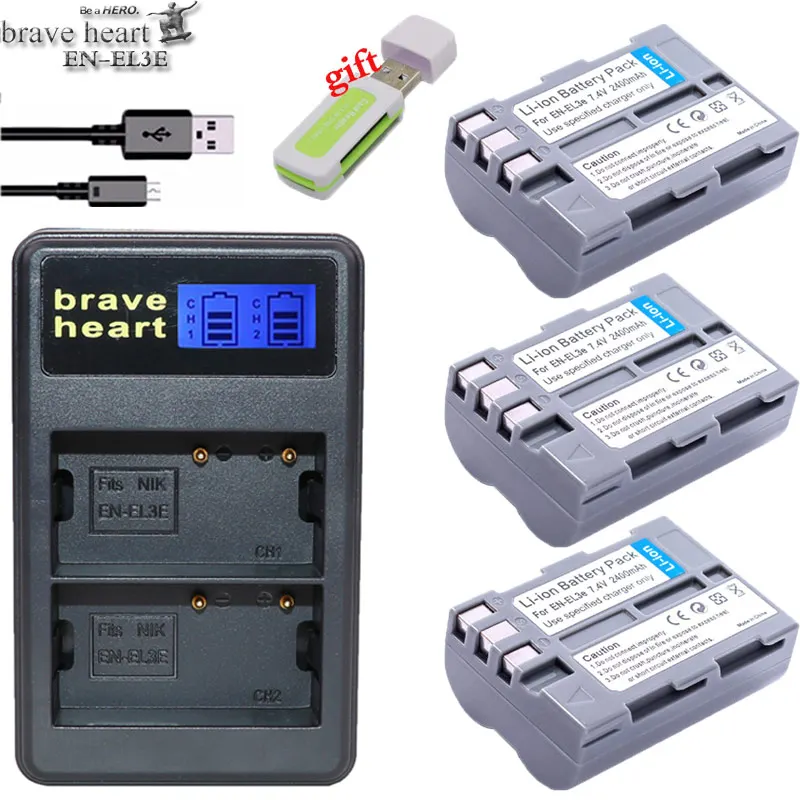 charger and 3battery EN-EL3e EN EL3e ENEL3e 1520 мАч батарея для камеры Акку+ ЖК USB зарядное устройство для Nikon D30 D50 D70 D90 D70S - Цвет: charger and 3battery