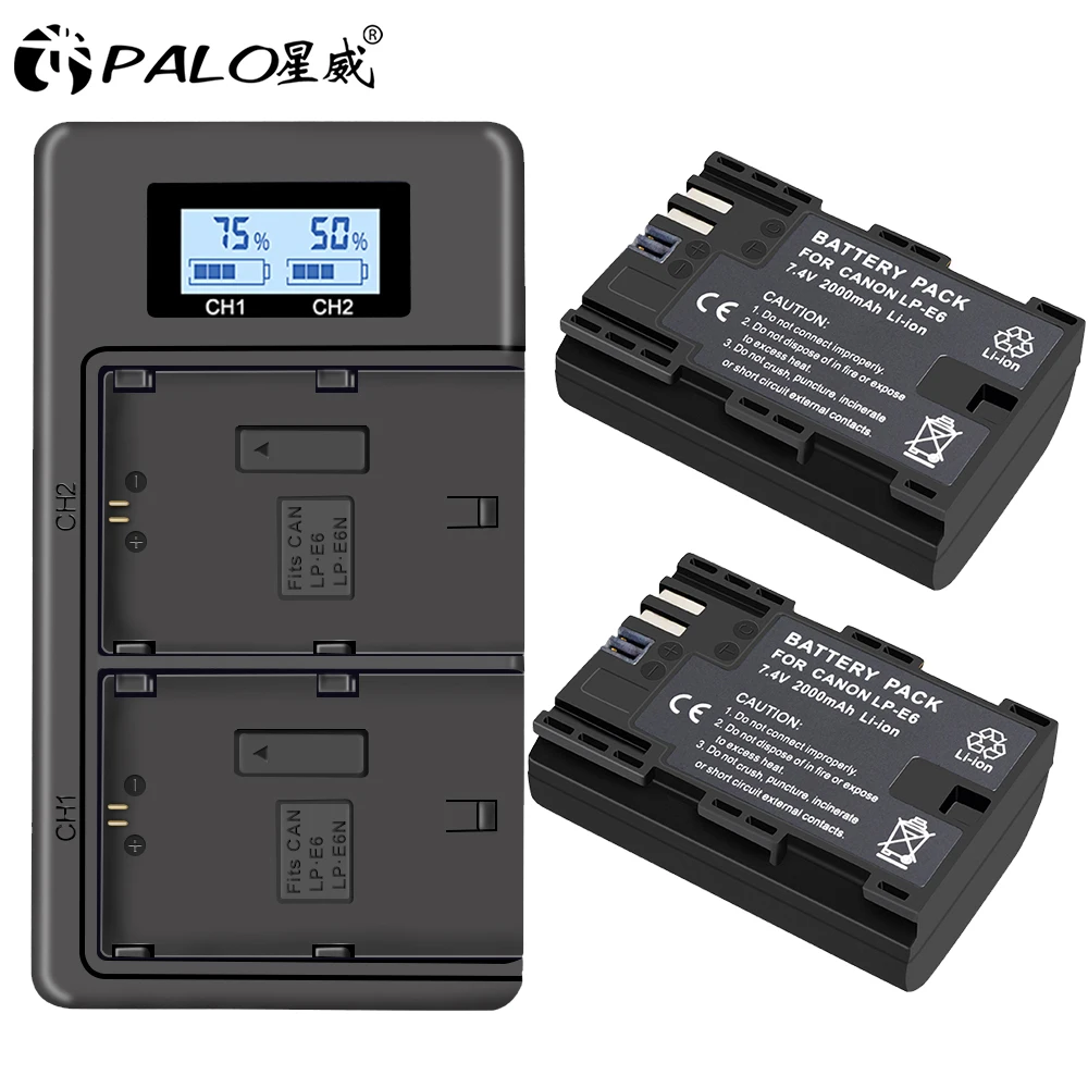

PALO LP-E6 LPE6 LPE6N LP E6 Camera Battery Rechargeable Battery for Canon EOS 6D 7D 5D Mark II III IV 60D 60Da 70D 80D 5DSR