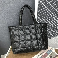 nylon waterproof high capacity shoulder bag for women 2021 big grid soft winter luxury fashion travel handbags black purses