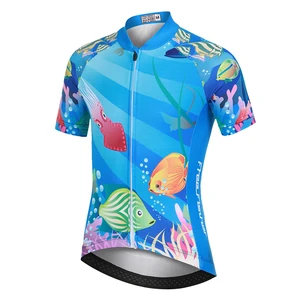 Child Cycling Jersey Short Sleeve Printed Mesh Breathable Quick Drying Bicycle Outdoor Road Riding Biking Tops T-Shirts for Kids