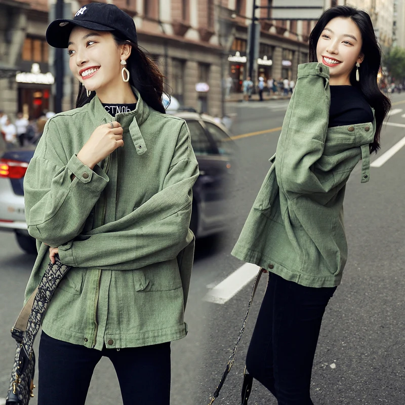 

Short Jacket 2020 New Long-sleeved Fashion Solid High Quality Ladies Coat Loose Wild Korean Stand Collar Women's Jacket W24