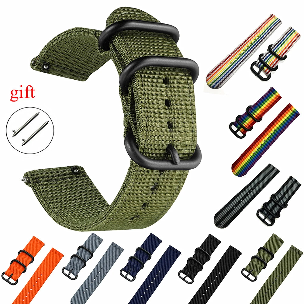 Ремешок для часов NATO нейлоновый черный ремешок с пряжкой 18 мм 20 22 24 сменный в