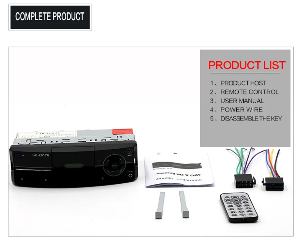 Автомагнитола 1 Din автомагнитола стерео FM Bluetooth 2 0 Usb Aux вход Mp3 WMA плеер