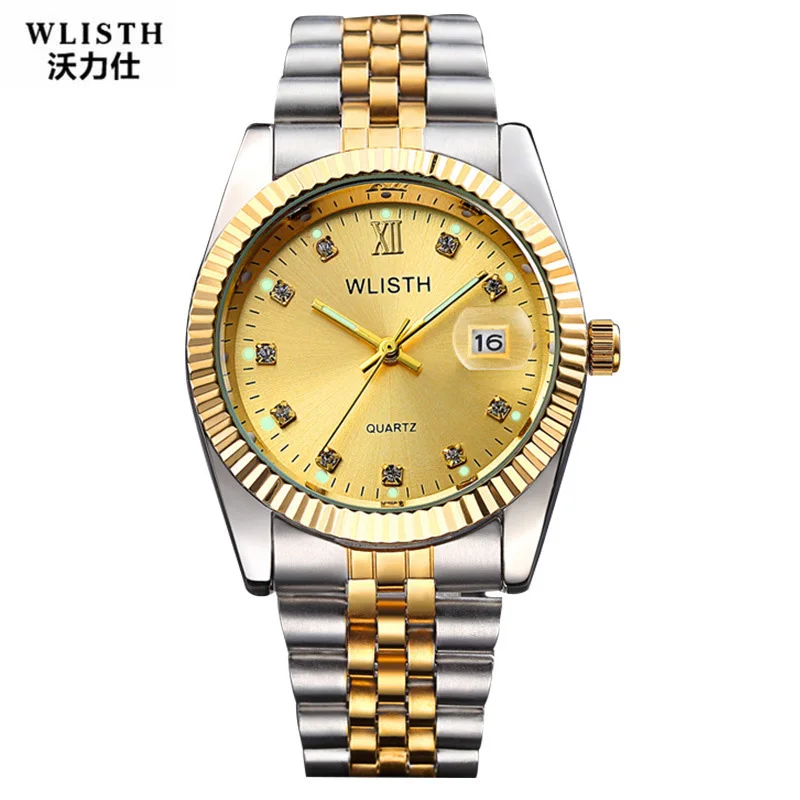 

WLISTH пара часов для женщин и мужчин роскошный стиль кристалл кварцевые наручные часы влюбленные часы Неделя Дата Рождество подарок на день С...