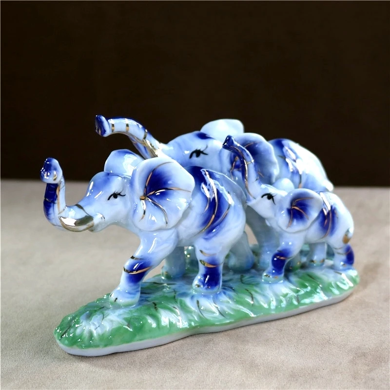 Фарфоровый слон фигурка семьи керамический миниатюрный домашний декор домашнее