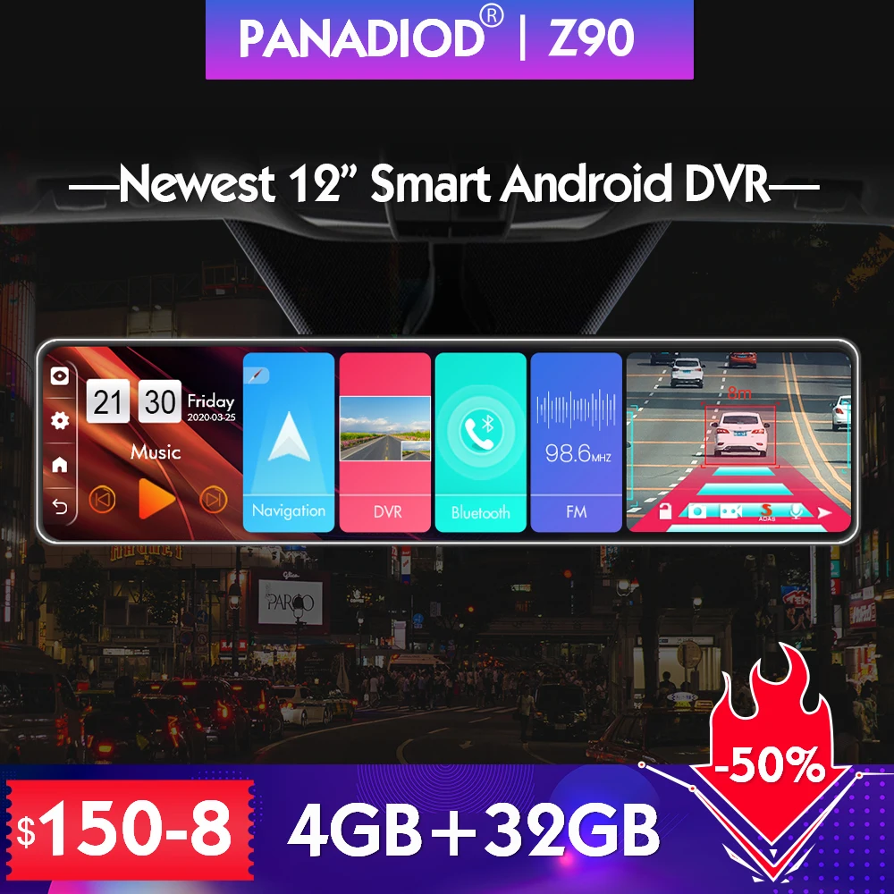 12 ''автомобиля Зеркало заднего вида авто Регистраторы 4G android 8 1 зеркало