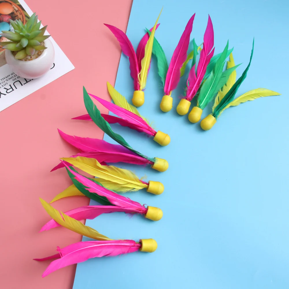 

10pcs High Elasticity Badminton Three-hair Colorful Cricket Balls Paddle Badminton Feather Balls Sports Accessories for Sports F