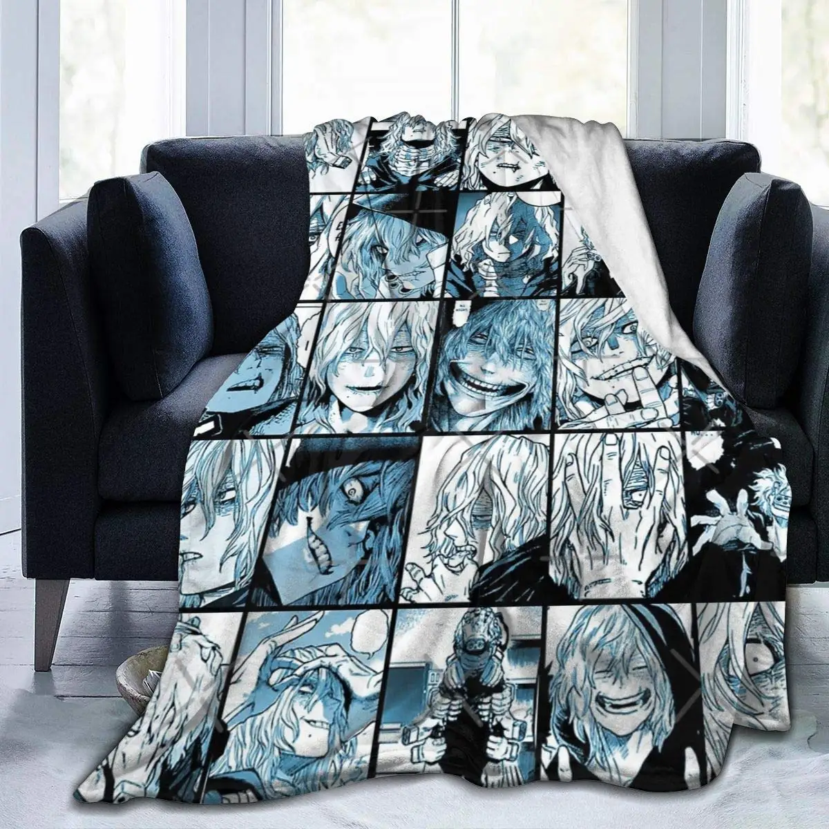 

My Hero Academia Collage Anime Shigaraki Fleece Throw Blanket Fuzzy Warm Throws for Winter Bedding Couch and Plush House