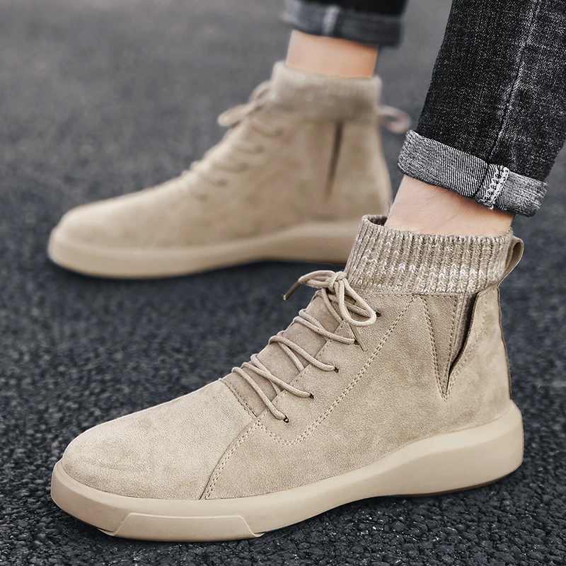 Г. Мужские теплые ботинки новые удобные мужские ботильоны на меху уличные повседневные мотоциклетные ботинки на шнуровке, модные зимние ботинки мужские Calzado