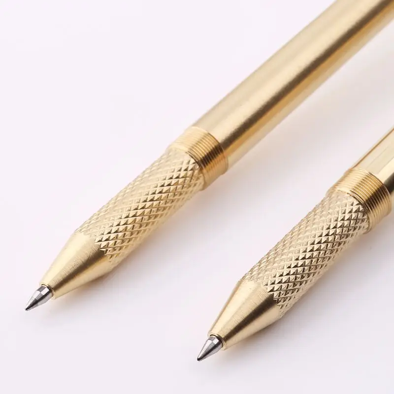 

Retro Gold Brass Black Ink Ballpoint Pen Handmade With Clip Office School Supplies Stationery Q6PA
