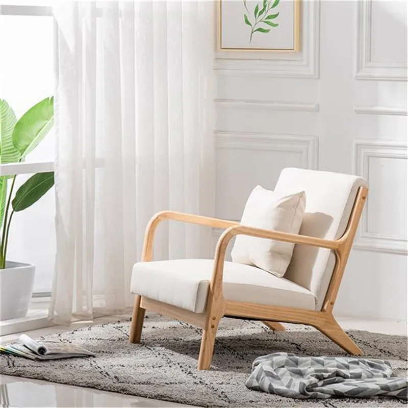 

Fabric Oak Sofa Beige 66x68x75CM Modern Simple Design Suitable for Living Room Study Bedroom and Other Leisure Areas[US-Stock]