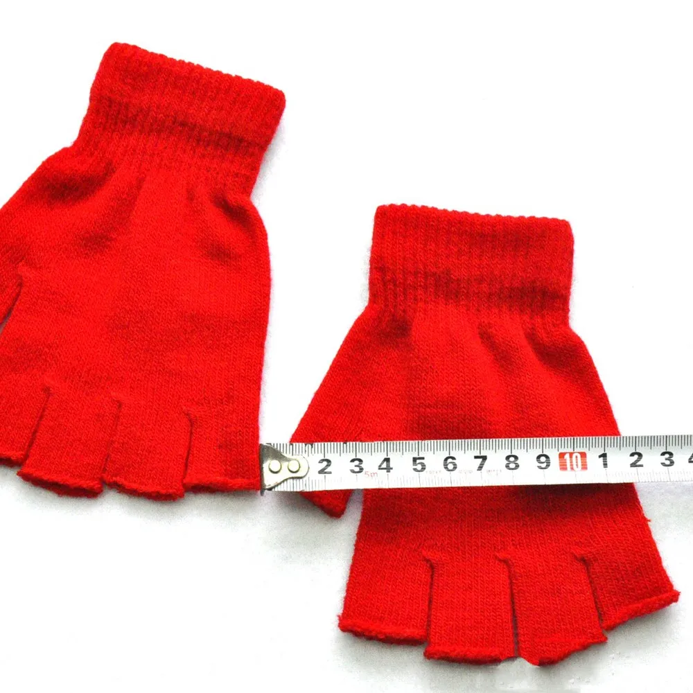 Повседневные перчатки с открытыми пальцами для женщин и мужчин варежки вязаные