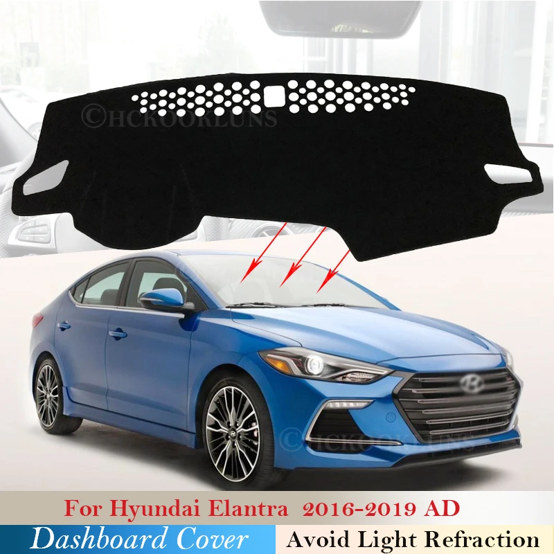 Защитная накладка на приборную панель для Hyundai Elantra 2016 2017 2018 2019 AD Avante