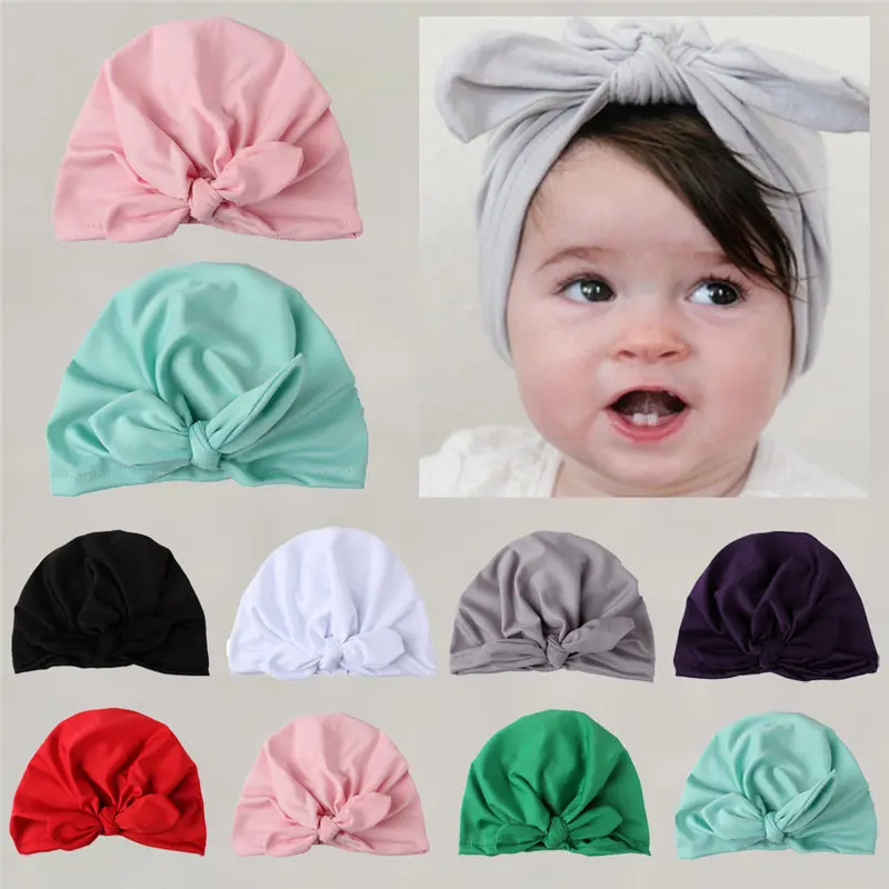 

Newborn Baby Hat Baby Girls Boys Rabbit Ears Bowknot Solid Cotton Sleep Cap Headwear Caps Baby Accessories Casquette Enfant 2022