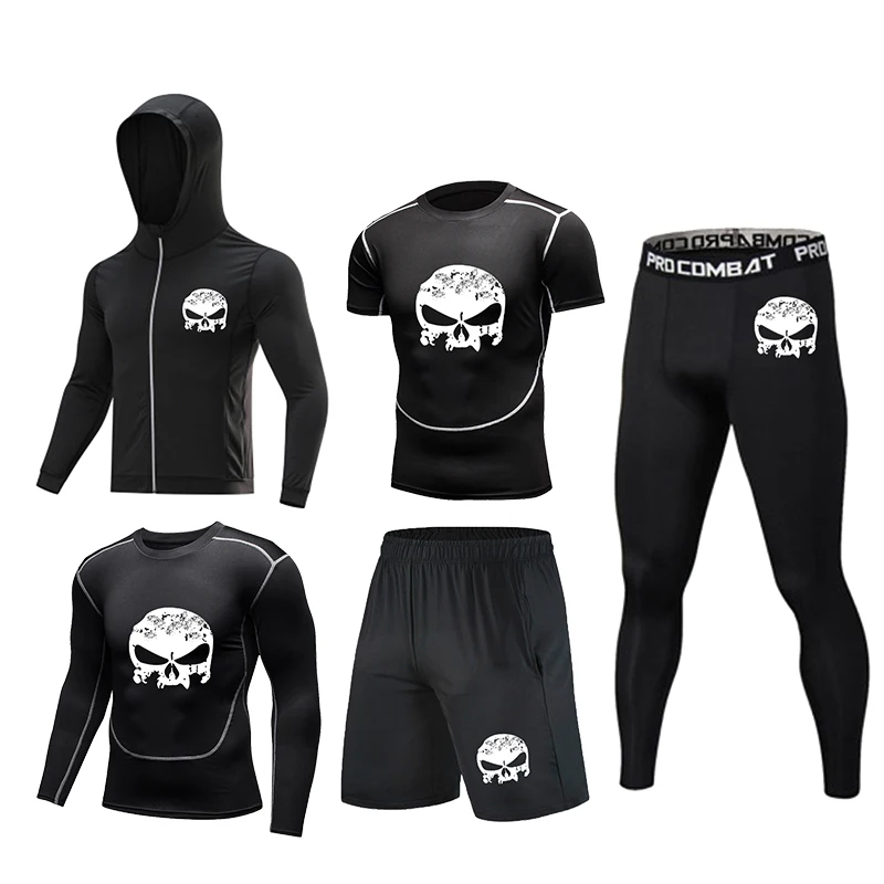 

Men's Gym Fitness Training 5-piece compression sweat wicking t-shirt men's fitness T-shirt short sleeve running T-shirt