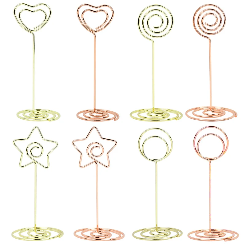 

5pcs Party Decor Wire Photo Holder Clip Rose Gold Silver Round Star Heart Shaped Clips Clamp for Wedding Birthday Party Supplies