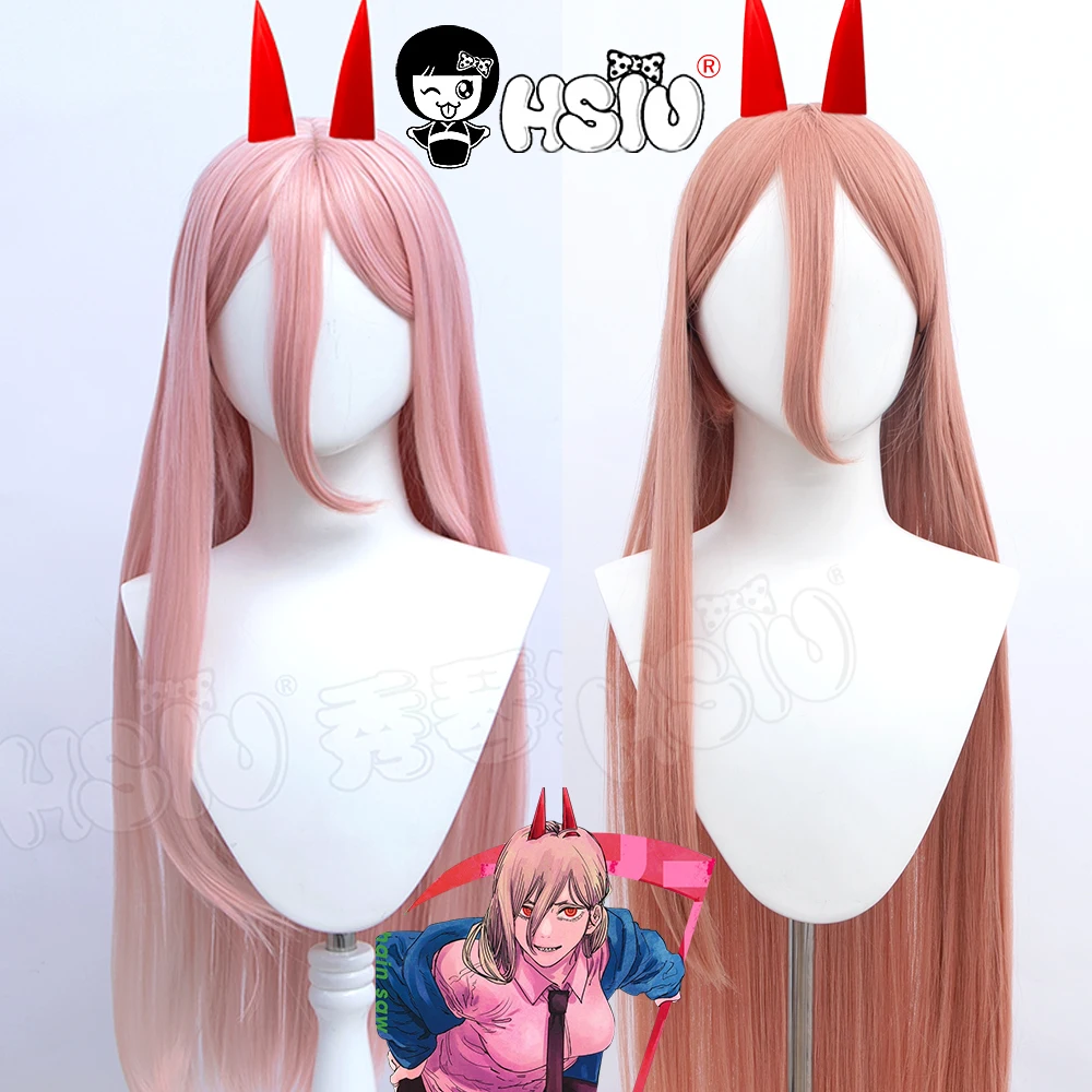 Power cosplay wig Anime Chainsaw Man cosplay 「HSIU 」 Pink orange sexy long hair Fiber synthetic wig+Free Gift headwear+wig cap