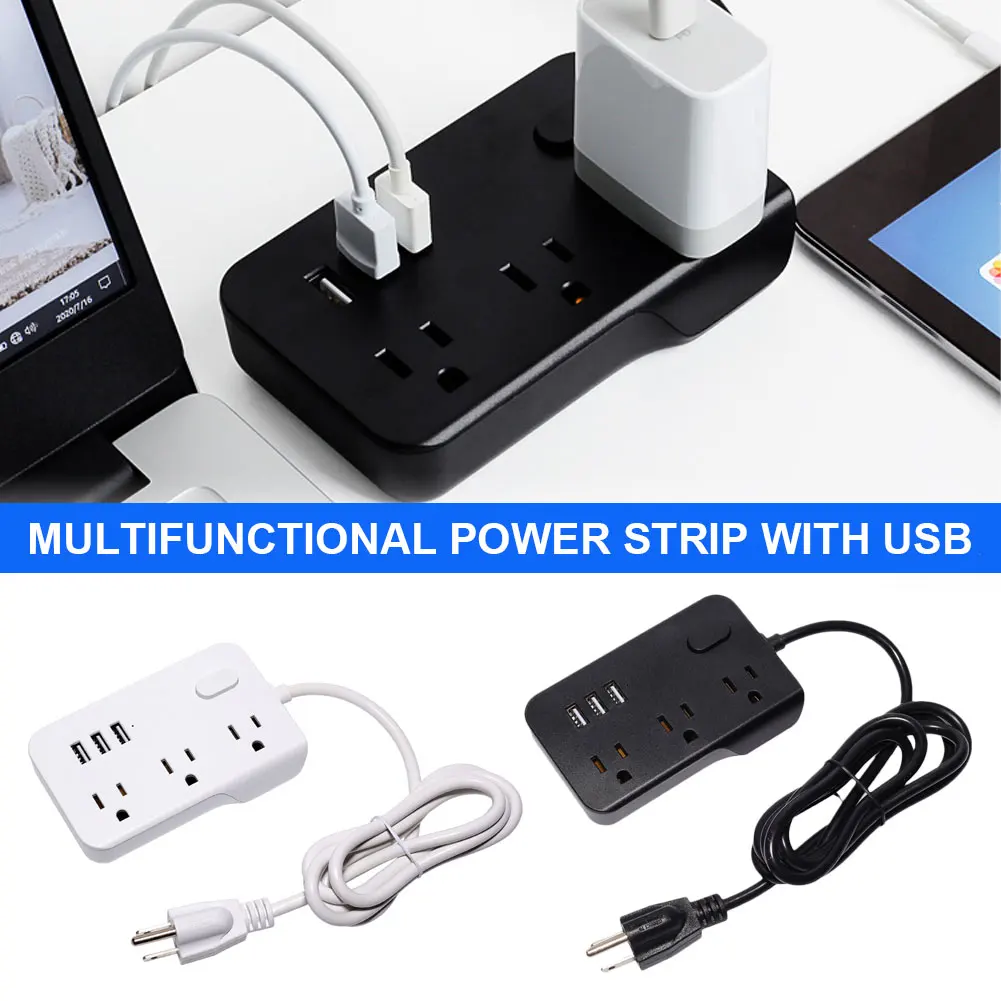 

Сетевой фильтр с 3 розетками переменного тока и 3 USB-портами для зарядки