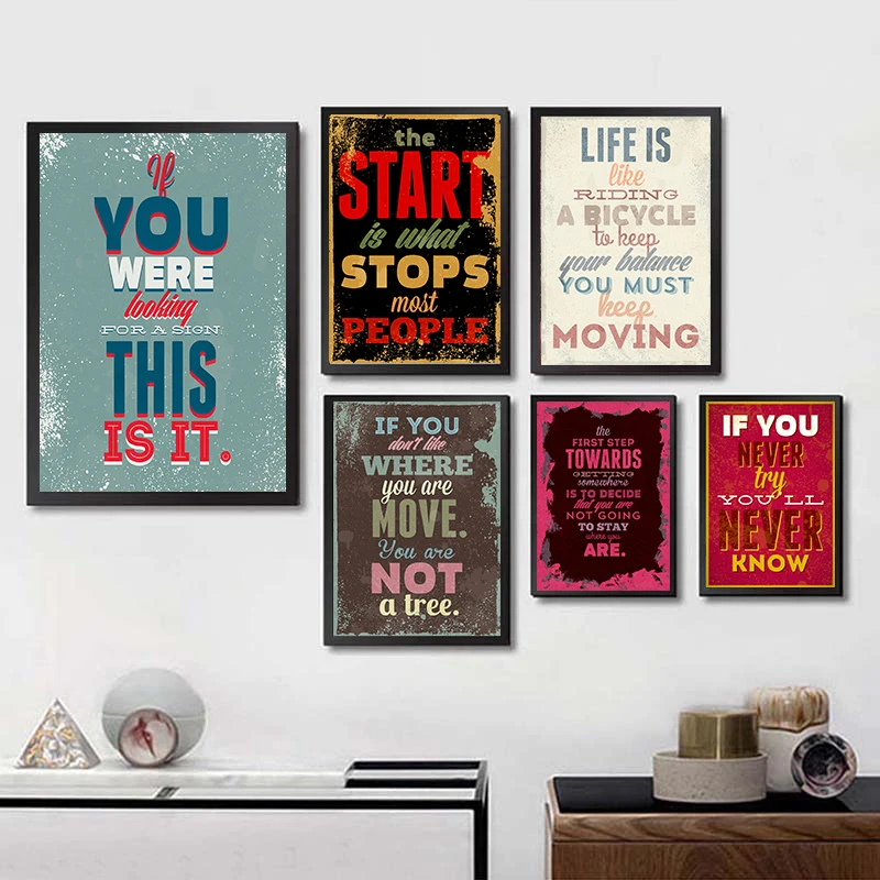 Современный красочный постер с надписями на тему искусства Настенная картина