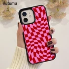 Чехол для Телефона iPhone 12 13 mini X XS XR 11 Pro Max SE 2020 5 6S 7 8 Plus SamsungS9 S10 Crazy Checkers Розовый Модный чехол