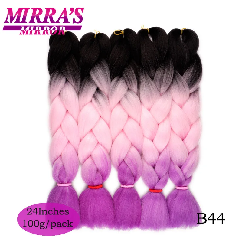 Mirra's Mirror 5 шт., 3 тона, Омбре, огромные косички, волосы для плетения, коричневые синтетические волосы для наращивания, Омбре, вязанные крючком волосы, 24 дюйма, 100 г