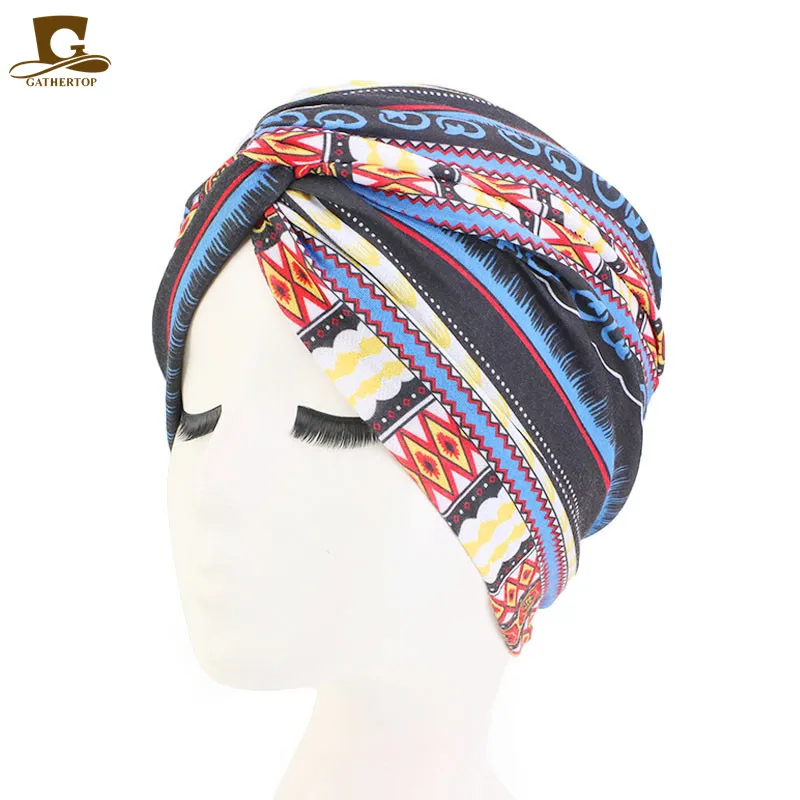 Женский тюрбан с цветочным принтом бандана мусульманский головной платок