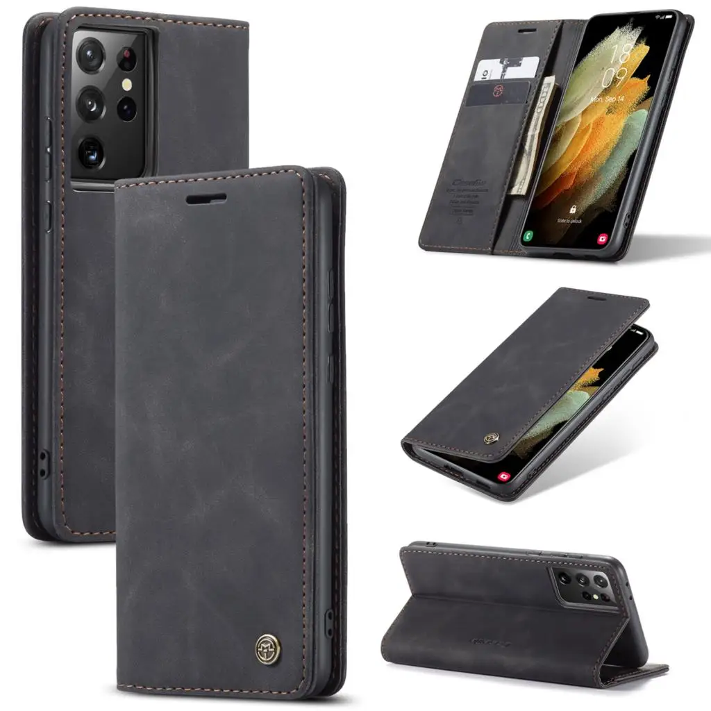 

CaseMe Retro Flip A51 A71 A52 A72 Case For Samsung Note 20 Ultra S20 S21 Ultra S20 FE S8 S9 S10e Plus S7 Edge Magnet Card Holder