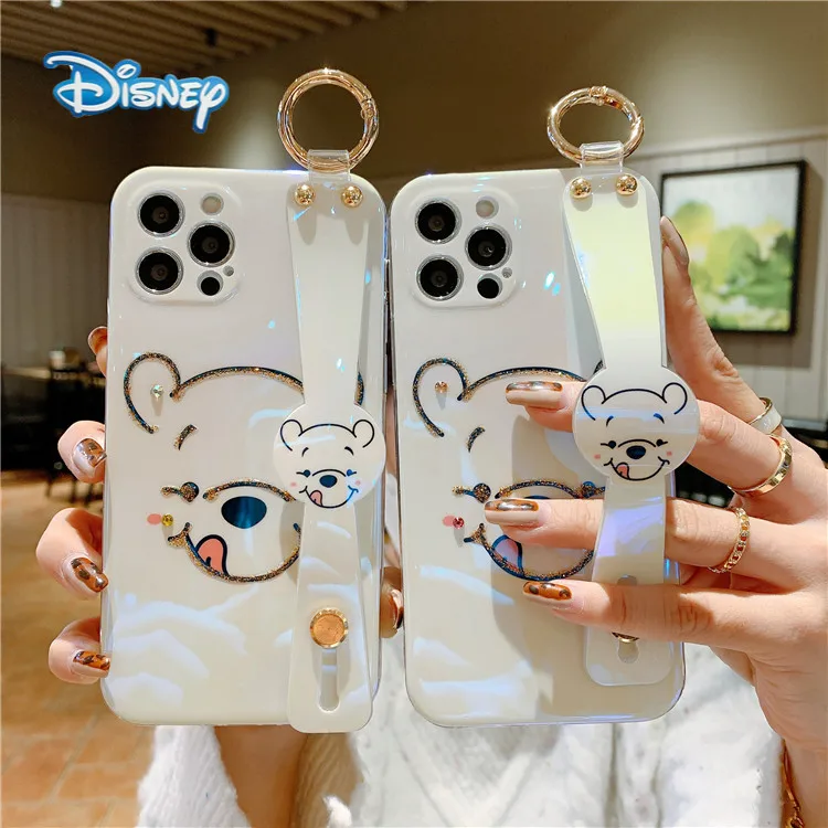 

Disney Winnie the Pooh Mobile Phone Case for iPhone 13 12 11 X XR 7 8 Plus SE Cute Flash Drilling Anti-Fall Cellphone Cover