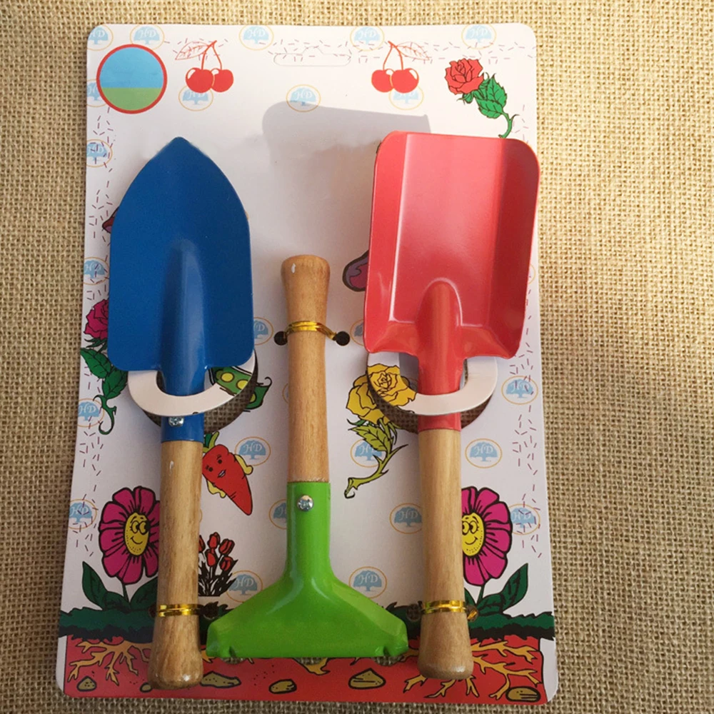 Home Type 3pcs/Set Mini Garden Rake Small Shovel Floral Wooden Gardening Tools Cute Children Hand Tool Set | Инструменты