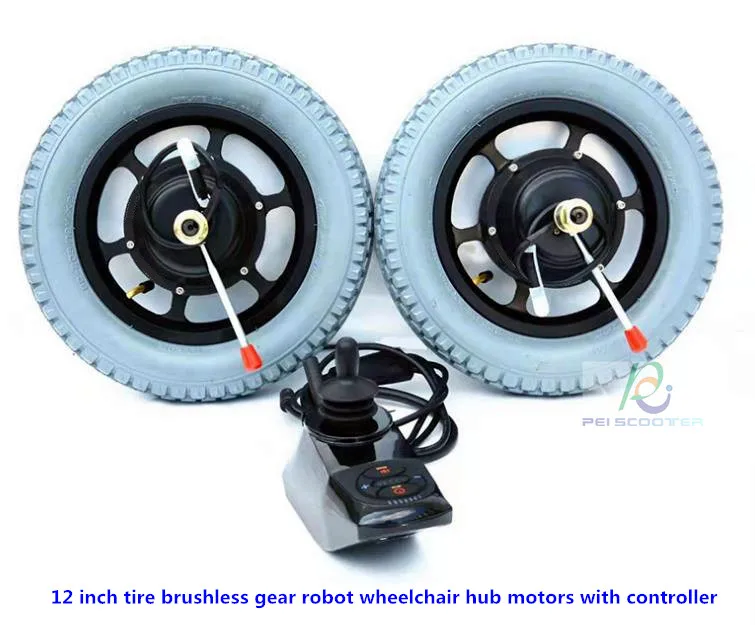 

12 inch tyre single axle brushless gear power wheelchair robot motors with electromagnetic brake and controller phub-12mk