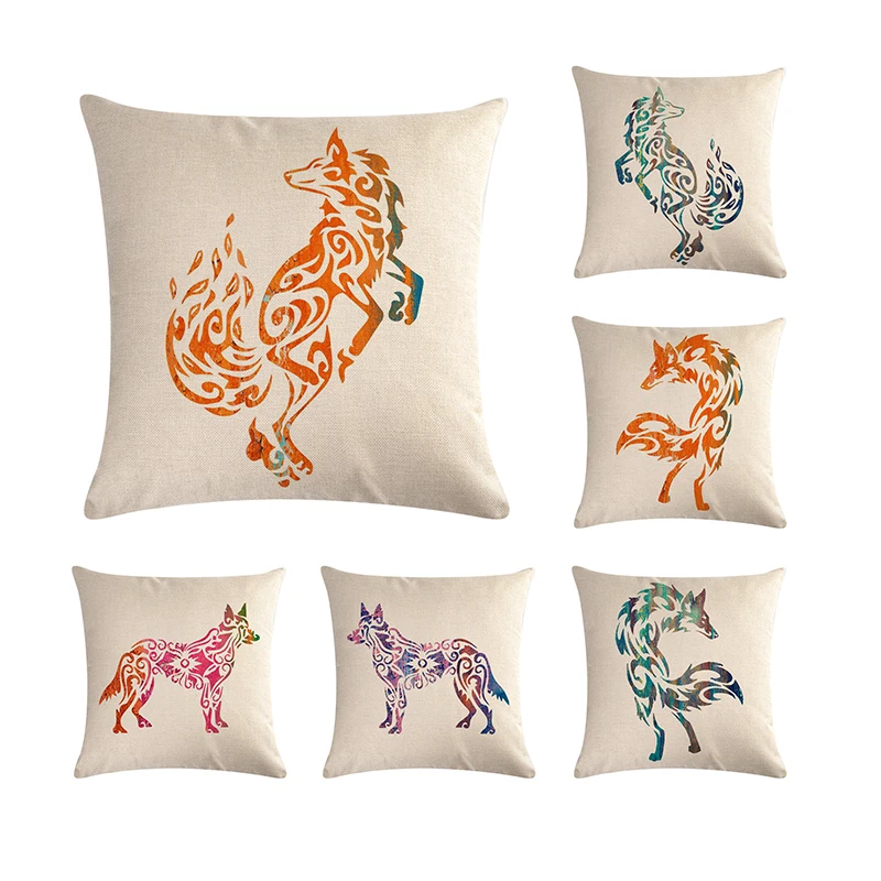 

45*45 см креативный мультяшный красочный Лисий наволочка мягкий олень подушка стул диван хлопковая простыня украшение для дома